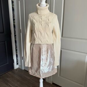 Diane Von Furstenberg Blush Pink Sequins and Silk Mini Skirt Size 8
